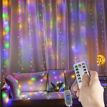 Amazon Com Led Curtain Light 300 Led 10 Strings Bedroom String