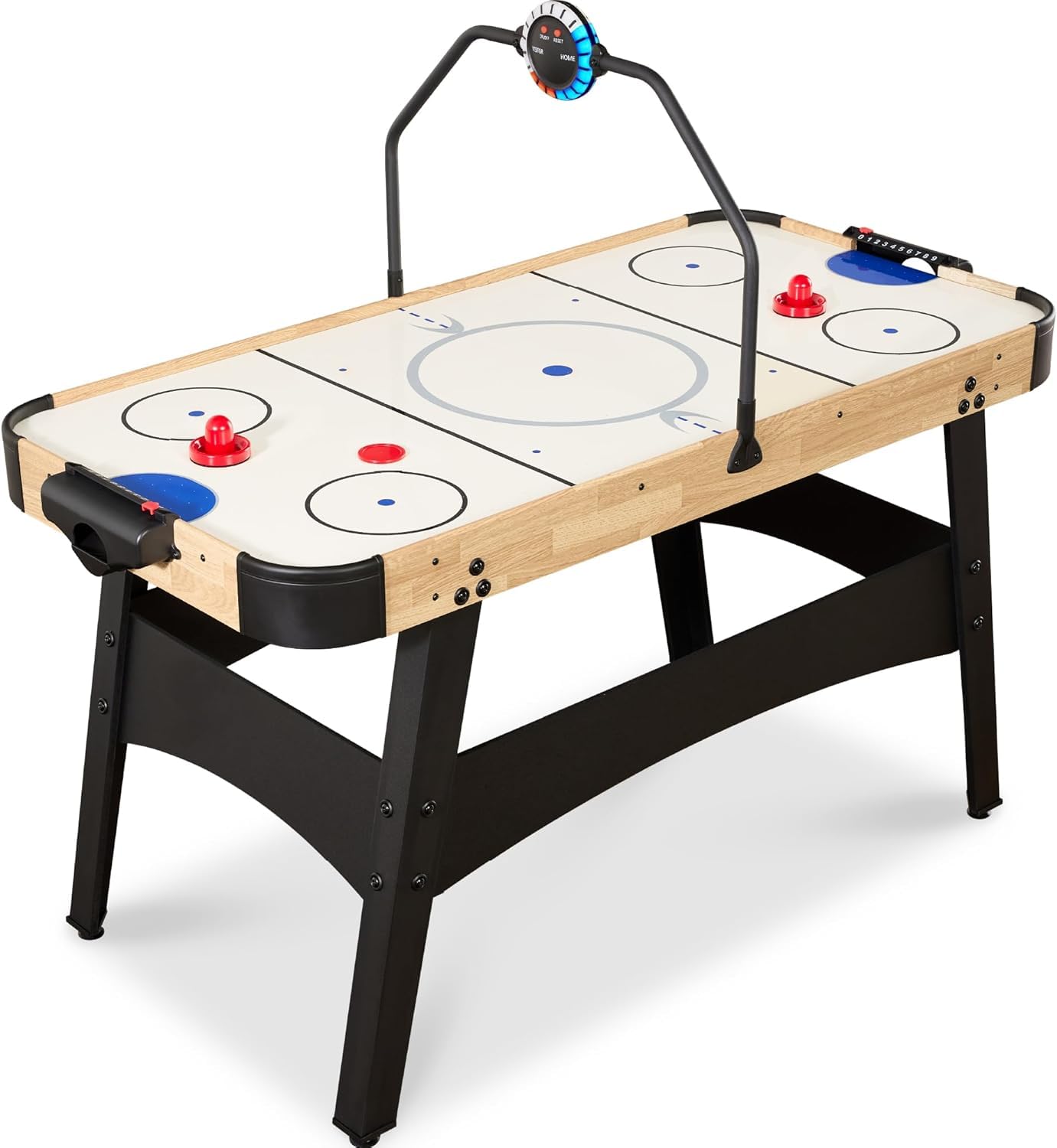 OYE 54 Inch LED Air Hockey Table with Electronic Scorer, Digital Light-up Scoreboard Hockey Game Table Set with Powerful Motor, AC Outlet. Includes 2 Pucks, 2 Pushers