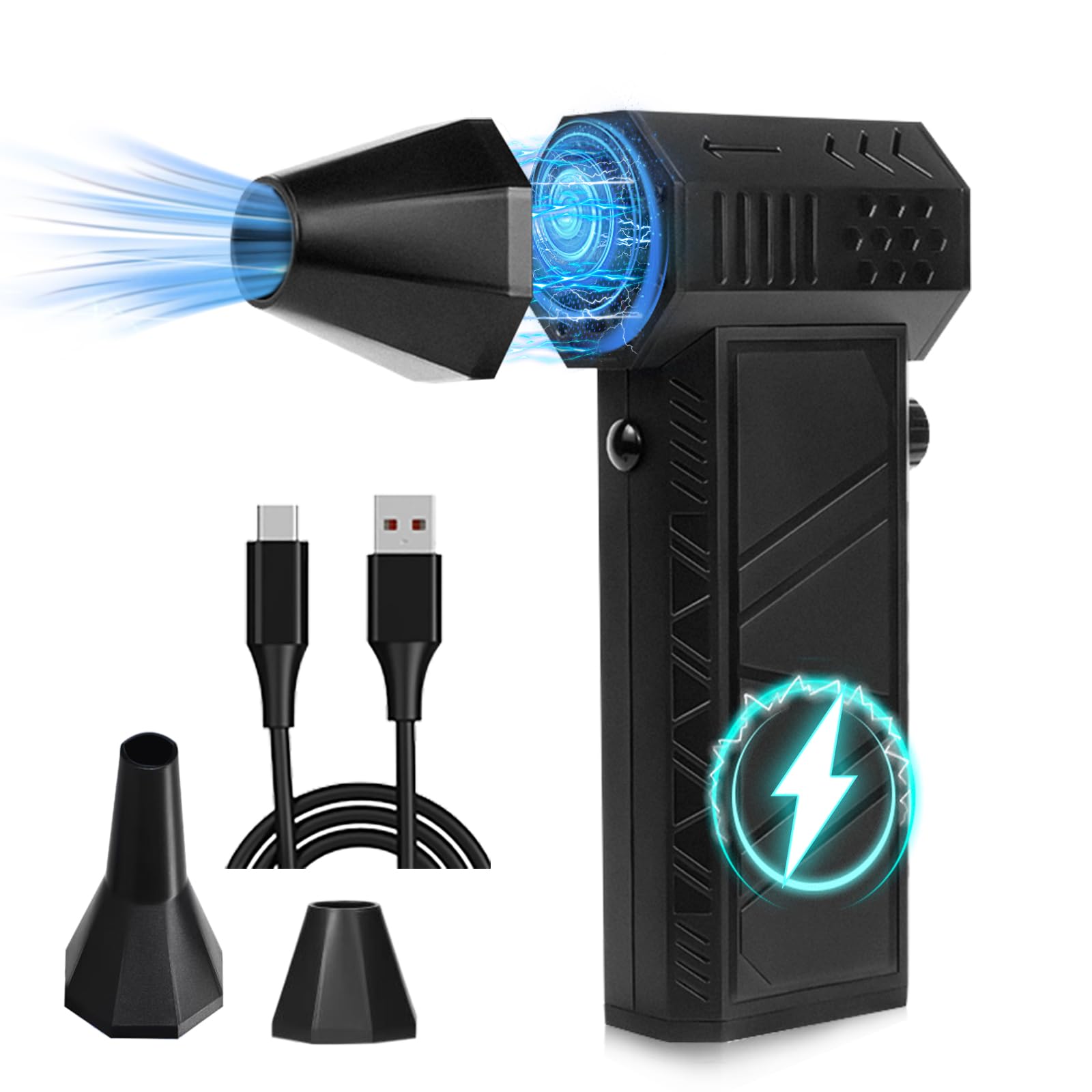 Electric Air Duster 150000RPM High-Speed Hair Dryer for Cleaning Keyboard and PC etc., Rechargeable Cordless Eco Alternative to Compressed Air Can, Suitable for Home and Outdoor Car Dryer