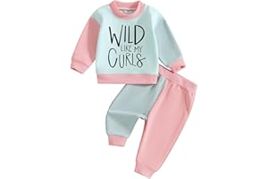 WZTYYDS Toddler Baby Girl Clothes 1T 2T 3T 4T 5T Fall Winter Outfits Contrast Color Long Sleeve Sweatshirt + Pants Sets