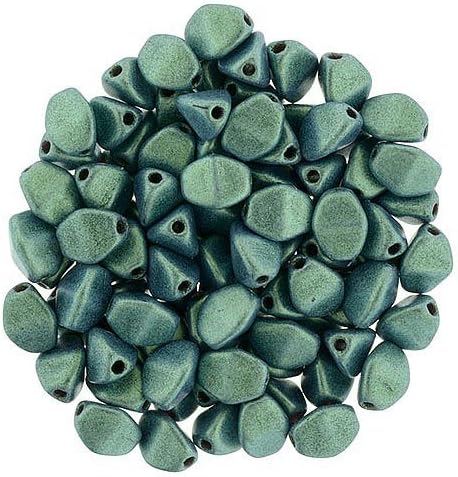 Metallic Light Green Suede Pinch Beads -5x3mm