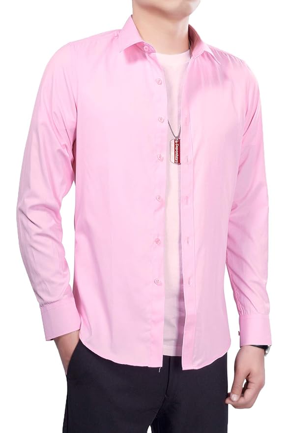 InnoBase ワイシャツ メンズ シャツ 長袖 半袖 ボタンダウンシャツ ビジネス 形態安定 オックスフォード Yシャツ ドレスシャツ フォーマル カジュアル 綿 春 秋 無地 細身 多色選択 おしゃれ イージーケア トップス (3XL, ピンク（ワイドカラー）)