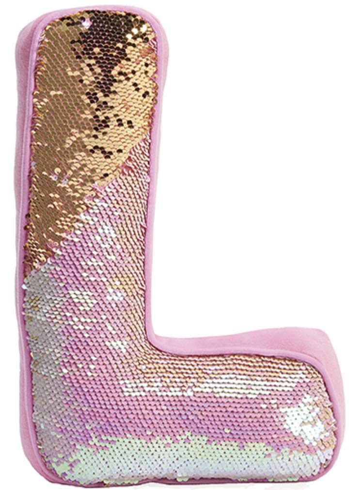 unicorn flip sequin initial pillow