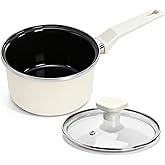 ZOOFOX Ceramic Sauce Pan with Lid, 1.5 Quarts Nonstick Small Cooking Pot with Stay-Cool Handle, Kitchen Non Toxic Soup Pot for Multipurpose Use, PTFE, PFOA and PFAS Free, Compatible All Stovetops