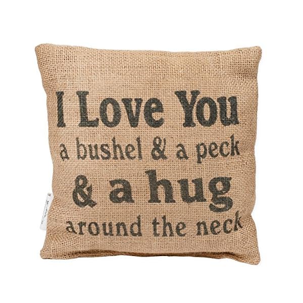 I Love You a Bushel and Peck Small 8 x 8 inch Square Decorative Burlap Throw Pillow, Pack of 2 - Image 4