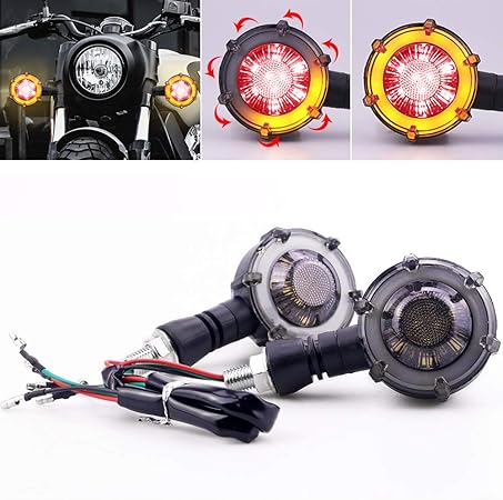 Amazon X Style バイク ウィンカー 砲弾 2色 黄 赤 Ledシーケンシャルウィンカー デイライト ターンシグナルランプ 12v 汎用 左右 2個セット イエロー レッド 車 バイク 車 バイク
