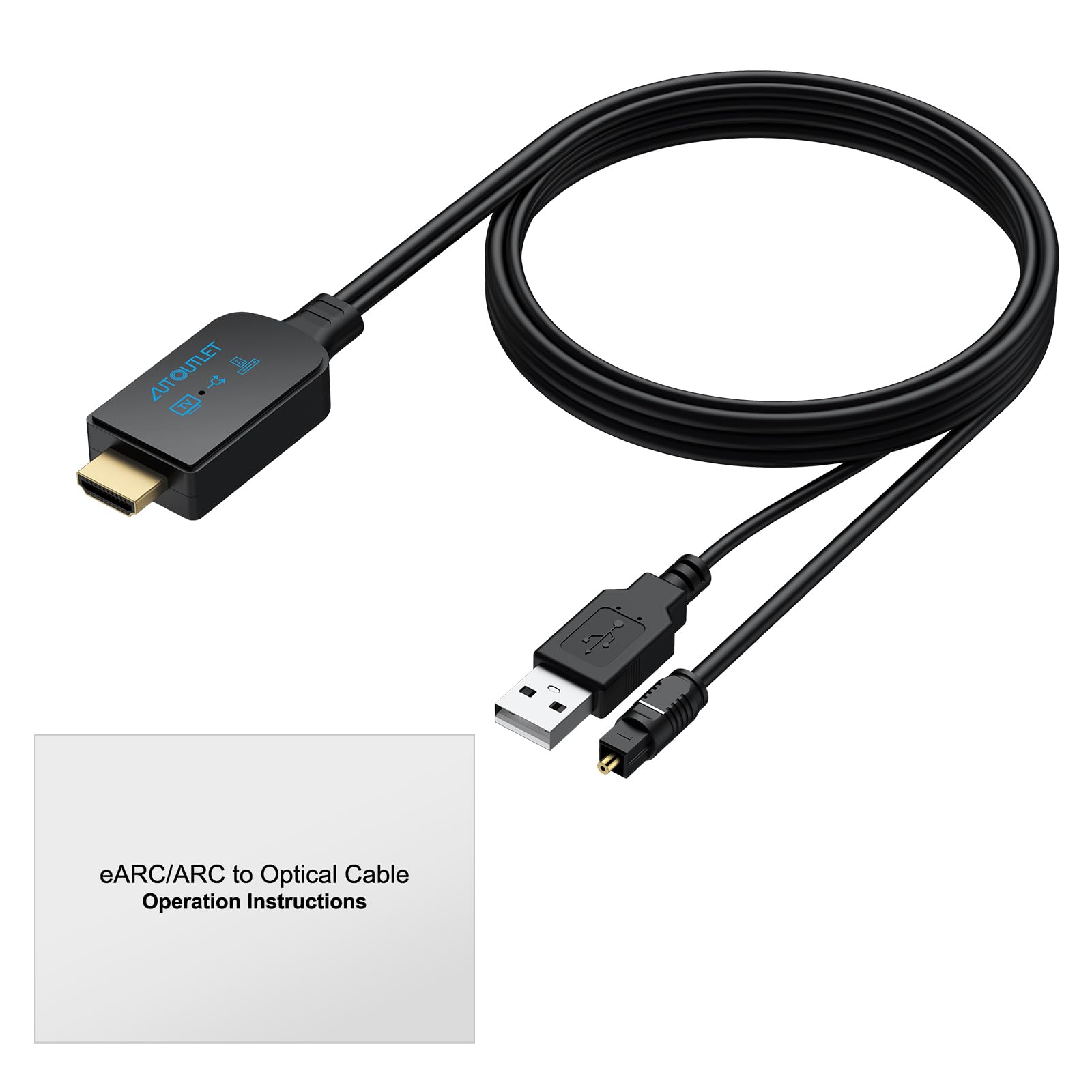 AUTOUTLET HDMI eARC/ARC Audio Extraktor, 192kHz eARC ARC zu Optisch Konverter, All-in-One 150cm Audio Extractor Adapterkabel unterstützt Dolby DTS 5.1 PCM 2.0 für TV zu Soundbar Lautsprecher Heimkino 7