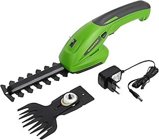 WORKPRO Akku Gras- und Strauchschere handliche Grasscheren mit Li-Ionen Akku 7,2V 1500mAh inkl. 2 Verschiedene Messer
