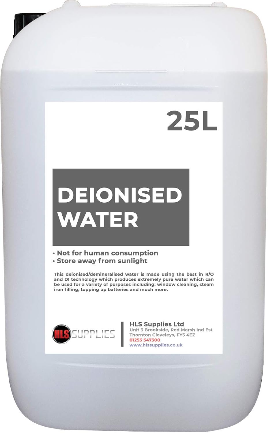 Deionised Water 25L HLS DI05 Demineralised/Deionised/Not Distilled