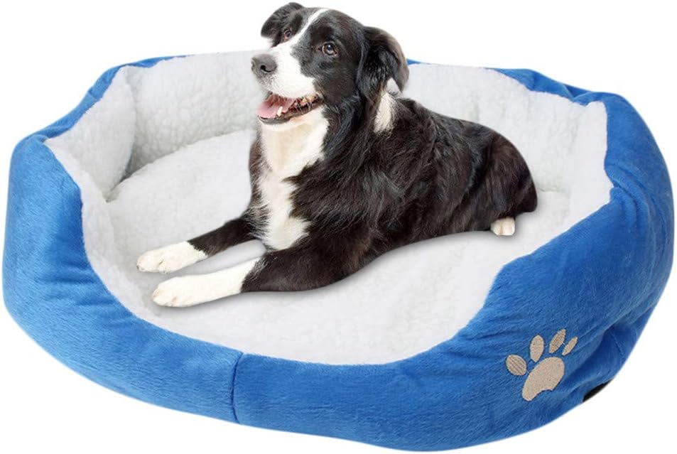 Riou Comfortable Plush Pet Sofa Bed, Cat Dog Warm Cuddler Soft Puppy Cushion Improved Sleep Anti-Slip Bottom Winter Holds Heat Fleece Beds Cover Cat Sofas Dog Chairs (Blue, 50cm x 40 cm)