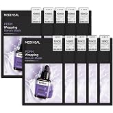 MEDIHEAL PDRN Wrapping Serum Face Mask for Lifting &amp; Pore Care (10ea) | Radiant Glass Skin with Squalane &amp; Niacinamide l Anti-Aging Skin Care for Sagging Skin | Vegan Sheet, Korean Skincare