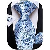 DiBanGu Mens Paisley Tie Sets Silk Jacquard Woven Floral Necktie and Pocket Square Cufflinks Wedding Business Party