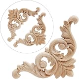 4 Pcs Wood Carving Decal Corner Applique Unpainted Door Cabinet Window Home view 4