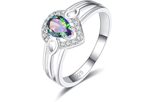 Emsione Created Emerald Quartz 925 Sterling Silver Plated Pear Filled Ring for Women