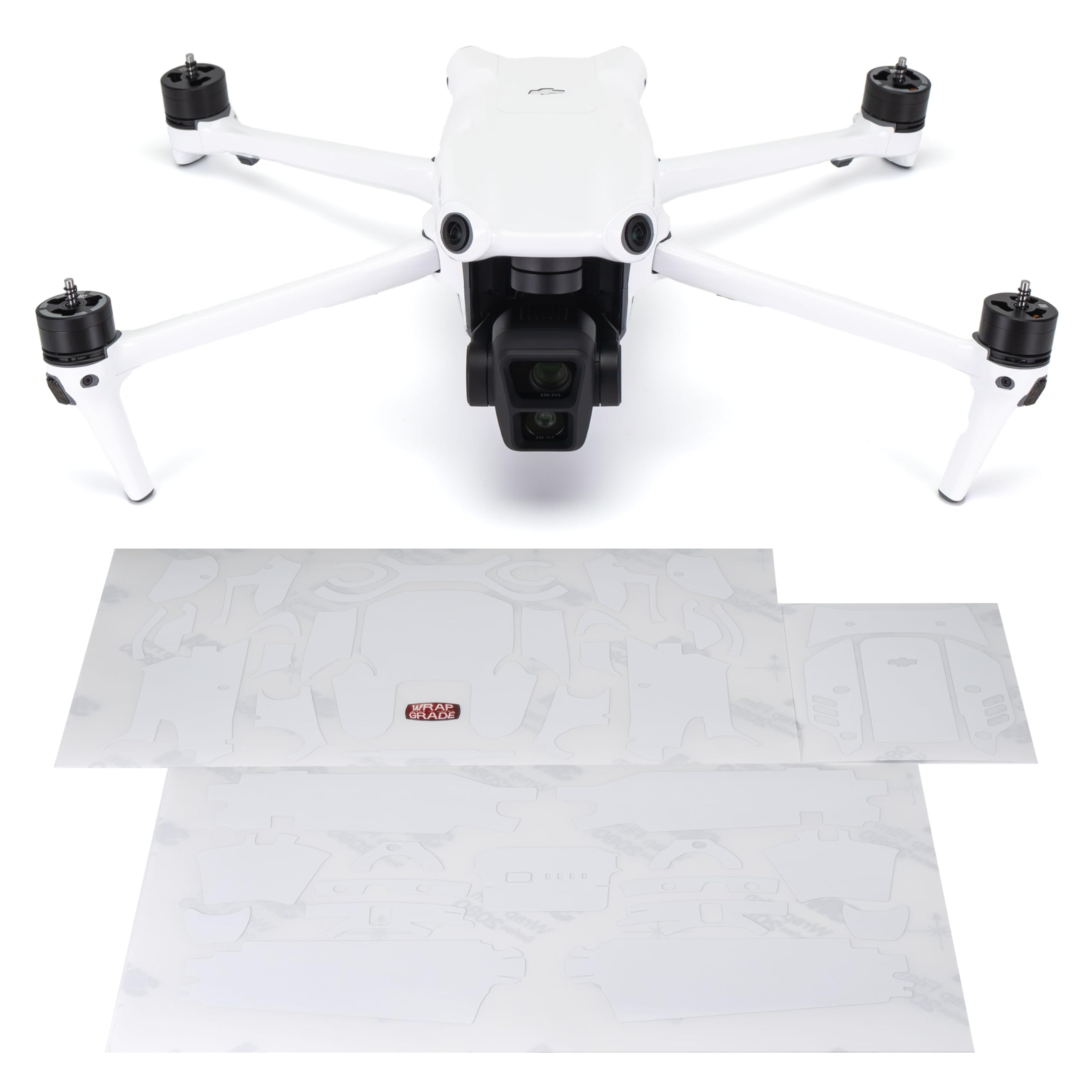 WRAPGRADE Skin Stickers compatible with DJI Air 3 | Full Wrap Set (RACING WHITE)