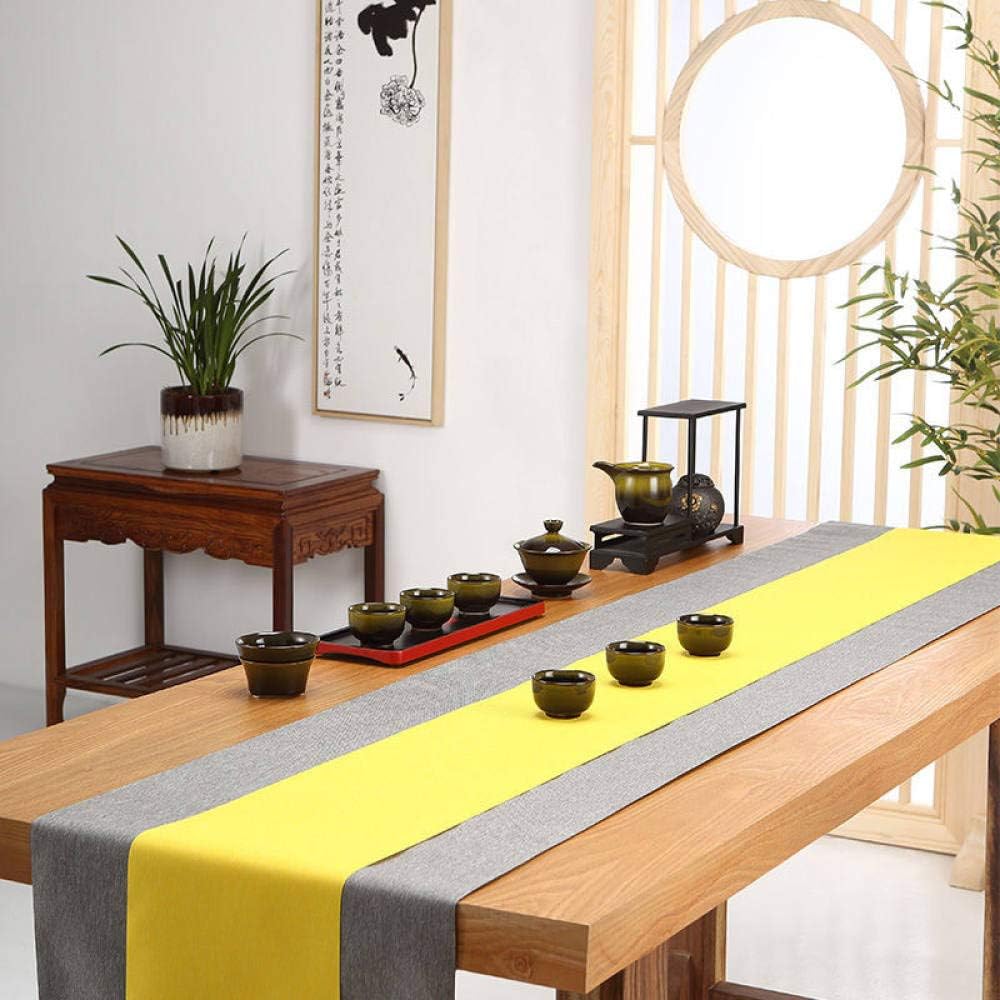 Lyllxl Table Runner Yellow Grey Stripe Simple Tablecloth Placemats For Dining Room Kitchen Business Office Birthday Banquet Party Graduation Wedding 7 87x70 87 In 20cm X180cm Amazon Co Uk Kitchen Home