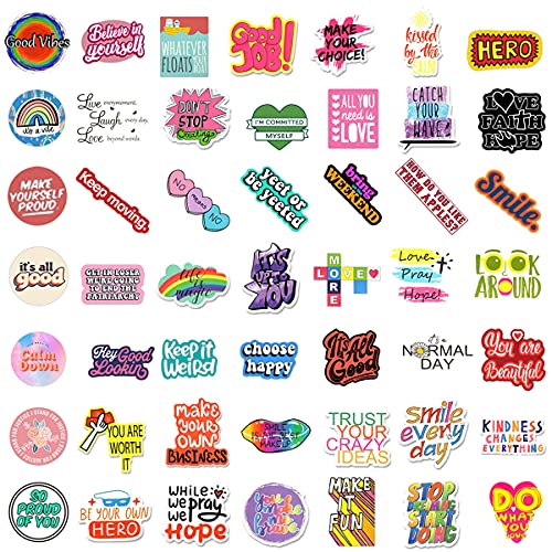 ViKiVi Inspirational Stickers Pack, 100 Pcs Positive Stickers, Motivational Stickers for Water Bottles Hydro Flask Laptop Scrapbook Computer, Waterproof Vinyl Decal Stickers for Women, Teens, Teacher