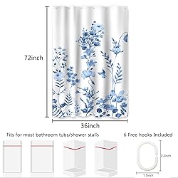 AWERT Small Half Size Stall Shower Curtain with 6