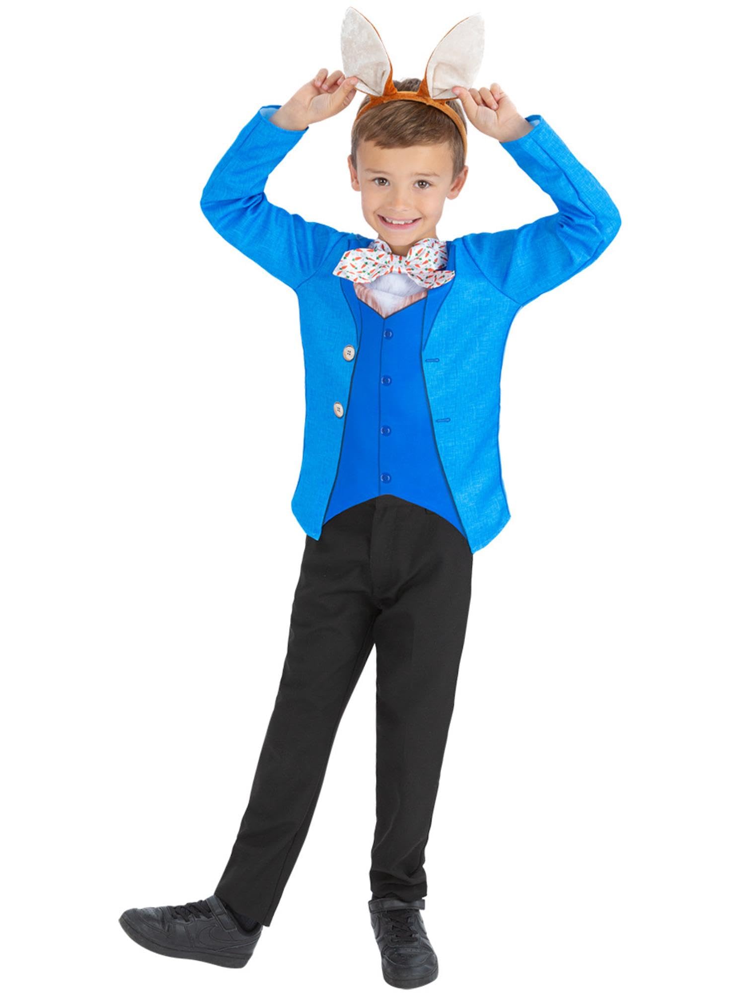 Smiffys Kids Mr Rabbit Costume, Boys Fancy Dress with Mock Jacket, 3D Neckerchief and Rabbit Ear Headband, Book Character Outfit for World Book Day and Parties Age 7-9