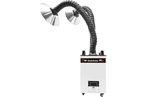 MIMODA Solder Fume Extractor, 300W Welding Smoke Absorber 3 Stage Filter Soldering Smoke Extractor with Two Hoses for Soldering, Laser Engraving and DIY Welding