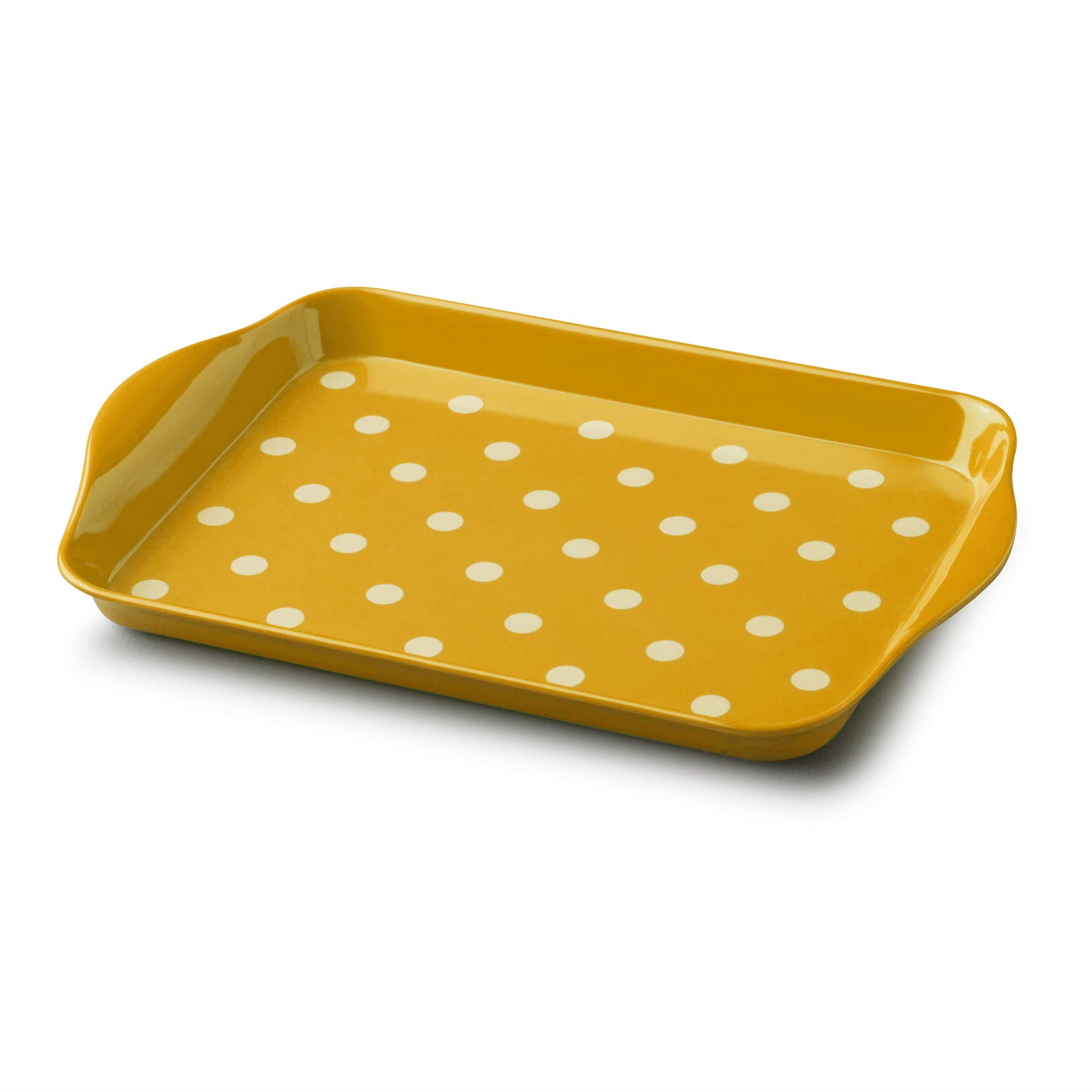 Zeal Melamine Dotty Design Serving Tray (18x14cm),Mustard — image 1