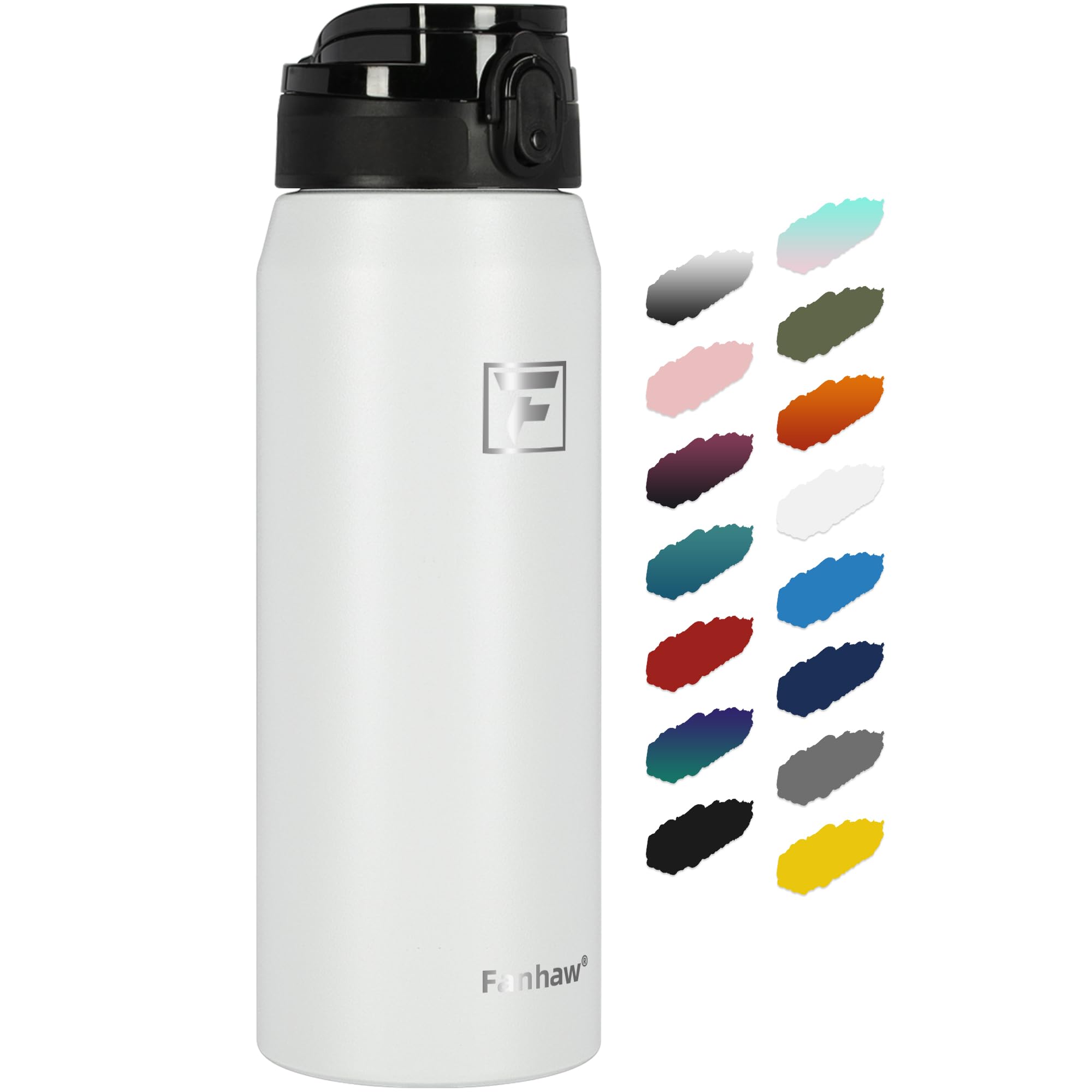 Fanhaw 750 ml Insulated Stainless Steel Water Bottle with 1 Lid (Chug Lid) - For Kids, Women, Men | Leak & Sweat Proof with Anti-Dust Lid (White)