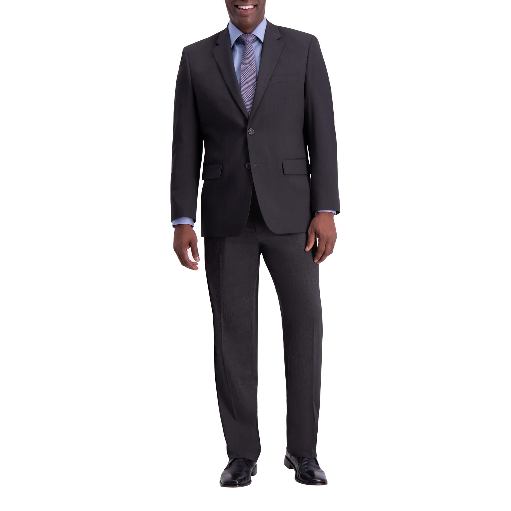 J.M. Haggar mens 4-way Stretch Diamond Weave Classic Fit Separate Pant Business Suit Jacket, Charcoal, 38 US