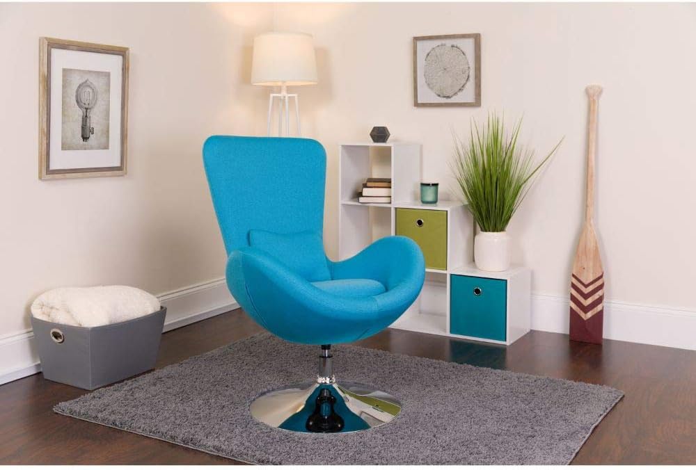 Flash Furniture Egg Series Aqua Fabric Side Reception Chair