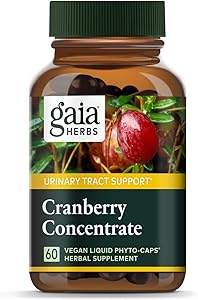 Gaia Herbs Cranberry Concentrate, Vegan Liquid Capsules, 60 Count - Supports Urinary Tract Health, Cranberry Pills from Organic Cranberry Juice