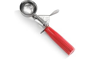 New Star Foodservice 34868 Commercial-Grade Thumb Press Food Disher/Ice Cream Scoop, 18/8 Stainless Steel, 1.75 oz, Size 24, 