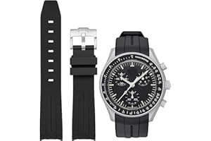 Niziruoup Rubber Strap for Omega x Swatch MoonSwatch Speedmaster/Rolex Watch/SEIKO Watch 20mm, Curved No Gap Premium Soft Durable Rubber Original Watch Bracelet Replacement Band for Men Women