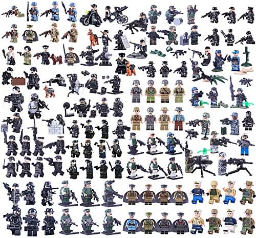 Polai 134Pcs Toy Soldiers SWAT Minifigures Set Military Figures Police Blocks
