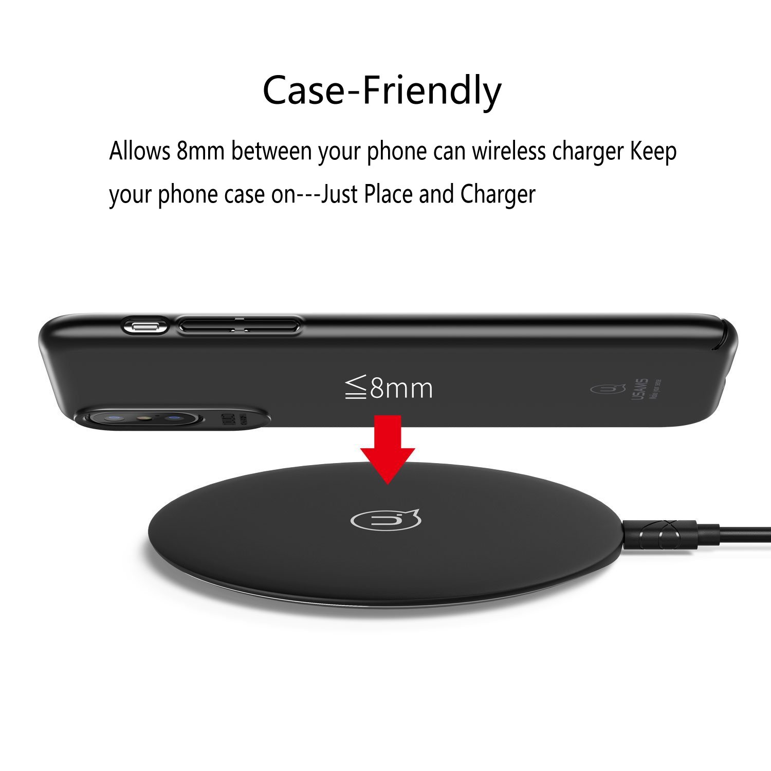 Wireless Charger, CoolMi Qi Wireless Fast Charging Pad for Apple iPhone X iPhone 8 iPhone 8 Plus, Samsung Galaxy Note 8 S8 S8 Plus S7 Edge S7 S6 Edge Plus(Compatible with All Qi Enabled Phones)-White
