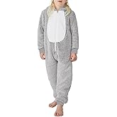 rrhss Boys Pajamas Flannel Hooded Rompers Kids Long Sleeve Zip up Onesies One Piece Sleepwear 5-14Y