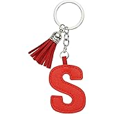 PATIKIL Alphabet Initial Letter Keychain, Cute Leather Keychains with Tassel Letter Pendant Charm for Women Key