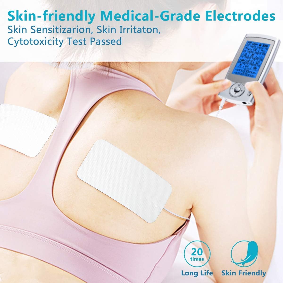 SPACEREST TENS Unit 24 Modes Rechargeable Muscle Stimulator, Electronic Pulse Massager with 16 Electrode Pads Dual Channel Tens Unit: Health & Personal Care