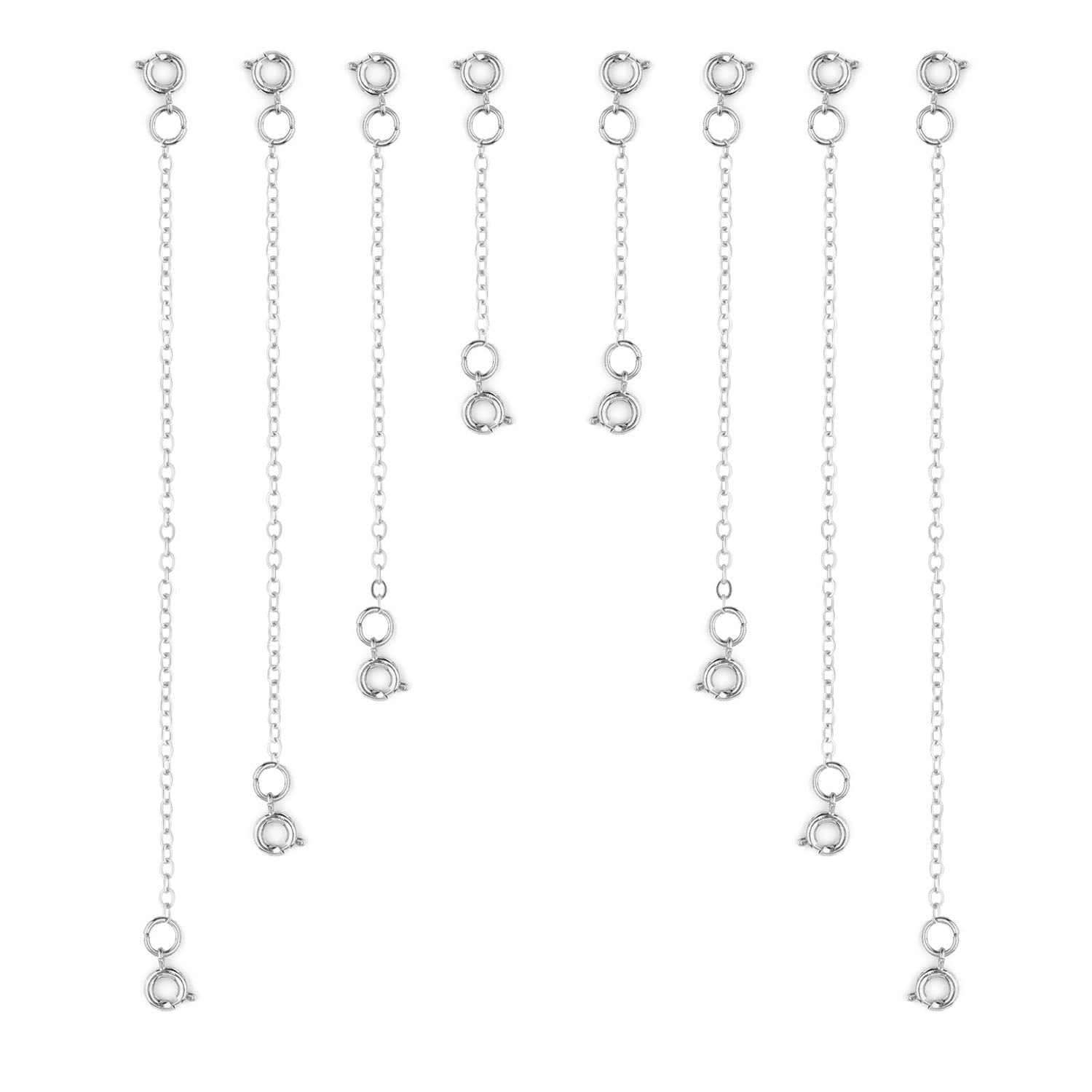 KINBOM 8pcs Necklace Extension Chain, 4 Size Jewelry Extenders Necklace Chain Extender Extension Chain for Jewelry Making Necklace Bracelet Anklet (Silver)