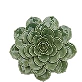 SEINHIJO Ceramic Flower Wall Decor 3D Wall Art Sculpture Modern Arts Gifts Green 6.7inch