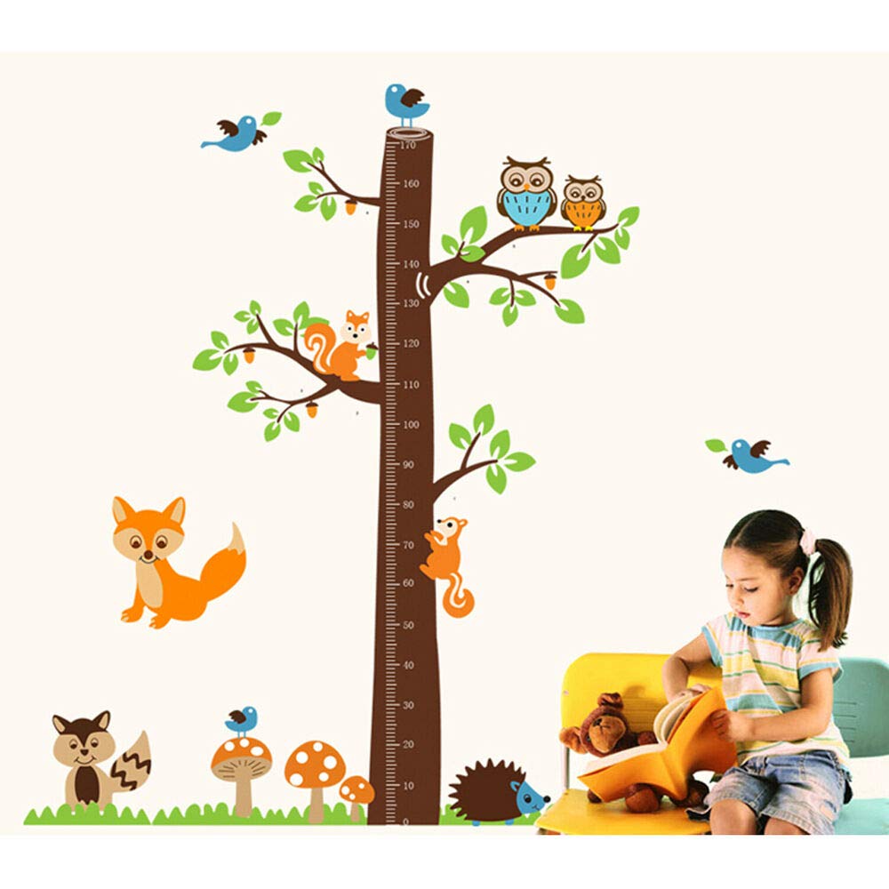 WALPLUS Fox Tree Height Measure Wall Stickers: Removable Kids Room Decor, Nursery Art, Animal Decals