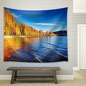 Autumn Landscape, Lake Wanaka, New Zealand - Fabric Wall Tapestry Home Decor - 51x60 inches