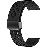 LYSMVIVI Magnetic Watch Band 18mm 19mm 20mm 22mm Quick Release Silicone Sport Sweatproof Breathable Watch Band for Men Women, Soft Silicone Sport Watch Strap