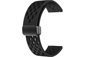 LYSMVIVI Magnetic Watch Band 18mm 19mm 20mm 22mm Quick Release Silicone Sport Sweatproof Breathable Watch Band for Men Women, Soft Silicone Sport Watch Strap