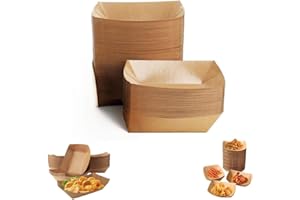 Chunlaihang 100 Pack Kraft Paper Food Trays,Disposable Food Boats,Takeout Food Supply Boat, hotdog,Taco,BBQ, Party,Picnic,Wed