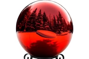 10 Inch Stainless Steel Gazing Globe,v2croft Hollow Ball Mirrored Surface Polished Shiny Sphere,Garden Stainless Steel Gazing Ball for Outdoor Lawn Pond Yard Ornament(red)