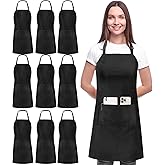Utopia Kitchen 10 Pack Bib Apron Adjustable with 2 Pockets, Water and Oil Resistant, Cooking Kitchen Chef Apron for Women Men