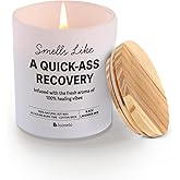 Smells Like A Quick-Ass Recovery Gift Get Well Soon Feel Better Chemo Hysterectomy After Surgery Scented Candle Home Office Jar Candle Sage Floral Lavender Scent 9.5 oz