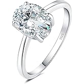 JewelryPalace Oval Shape 1ct 2ct Moissanite Solitaire Engagement Rings for Women, Classic 925 Sterling Silver Promise Ring for Her, Simulated Diamond Anniversary Wedding Ring VVS D-F