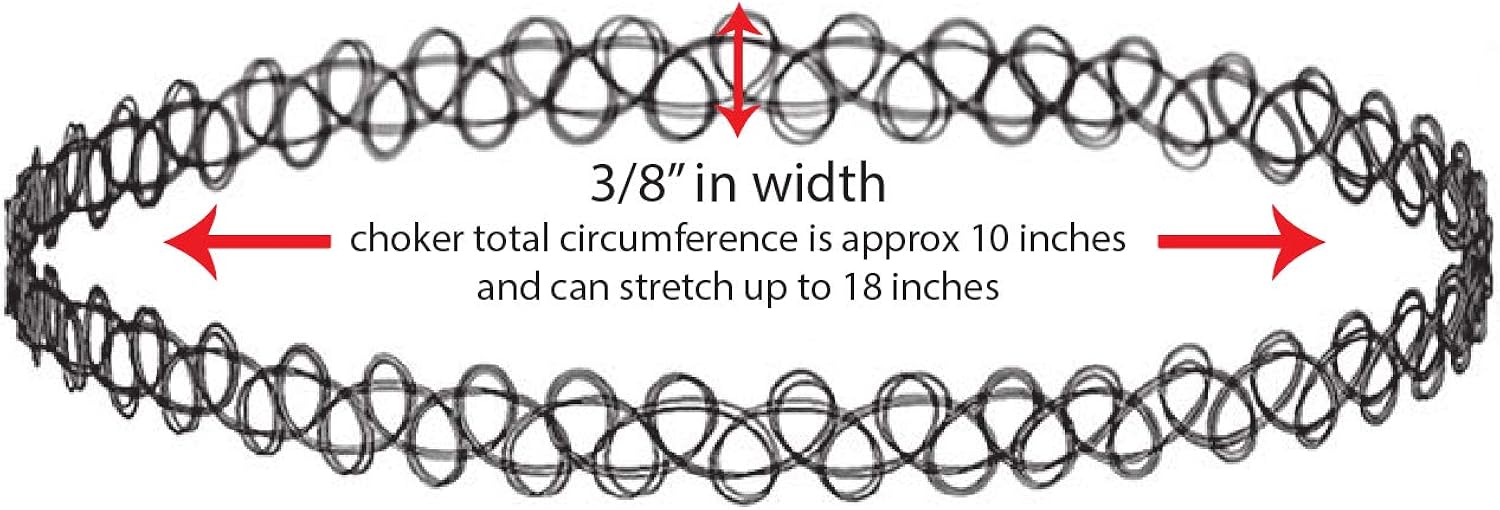 BodyJ4You 12PC Choker Necklace Set Henna Tattoo Stretch Elastic All Black Women Girl Gift Pack: Jewelry