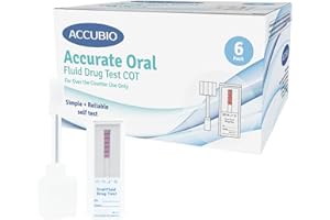 ACCUBIO Single Panel Cotinine(COT) Saliva Oral Fluid Test Kit, Nicotine Metabolite Home Rapid Detection, Nicotine Testing Kit at Home, Highly Sensitive and 99% Accurate Results in 10 Minutes, 30ng/mL, 6Pack
