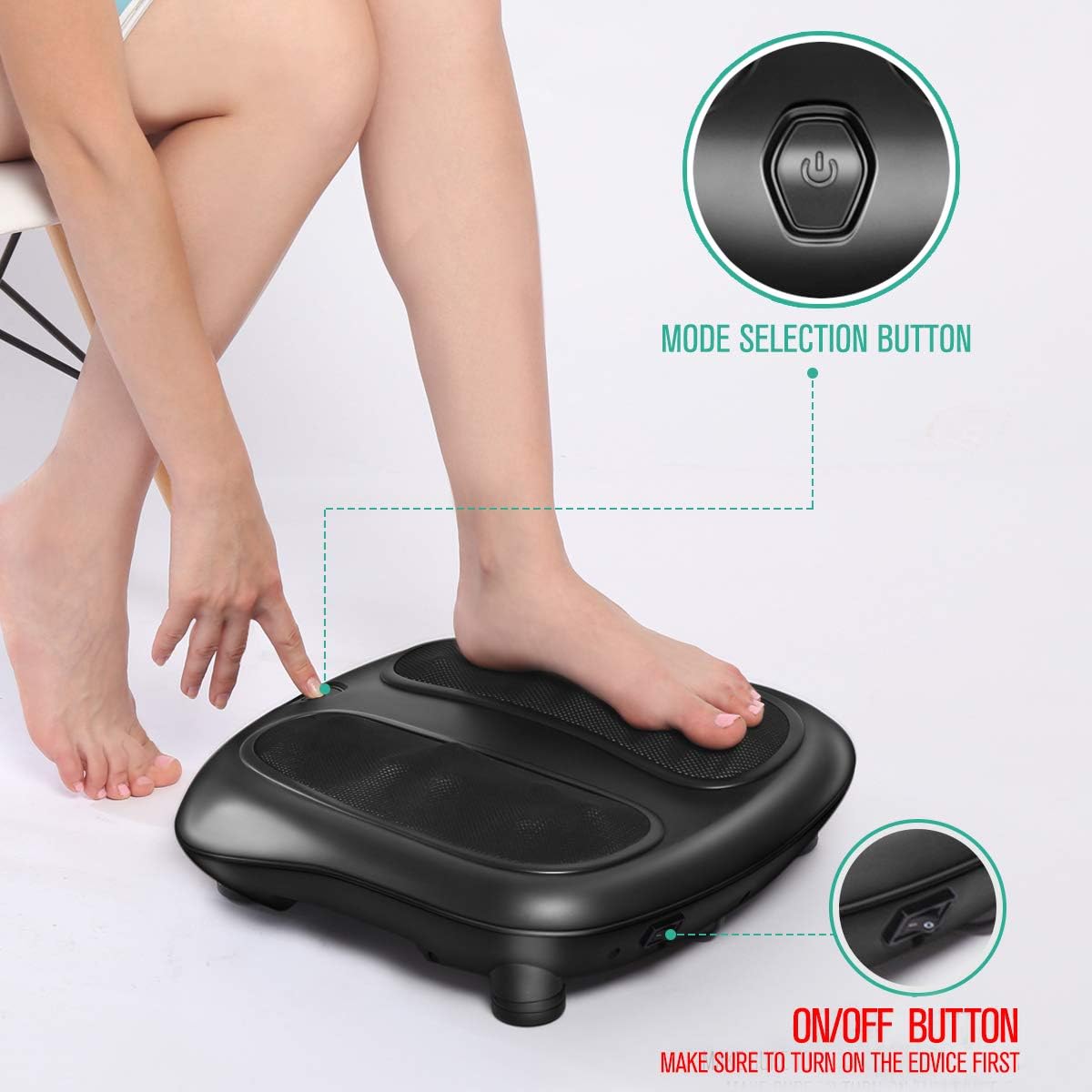 Nekteck Foot Massager with Heat, Shiatsu Heated Elecric Keading Foot Massager Machine for Planter Fasciitis, Built in Infrared Heat Function and Power Cord: Health & Personal Care